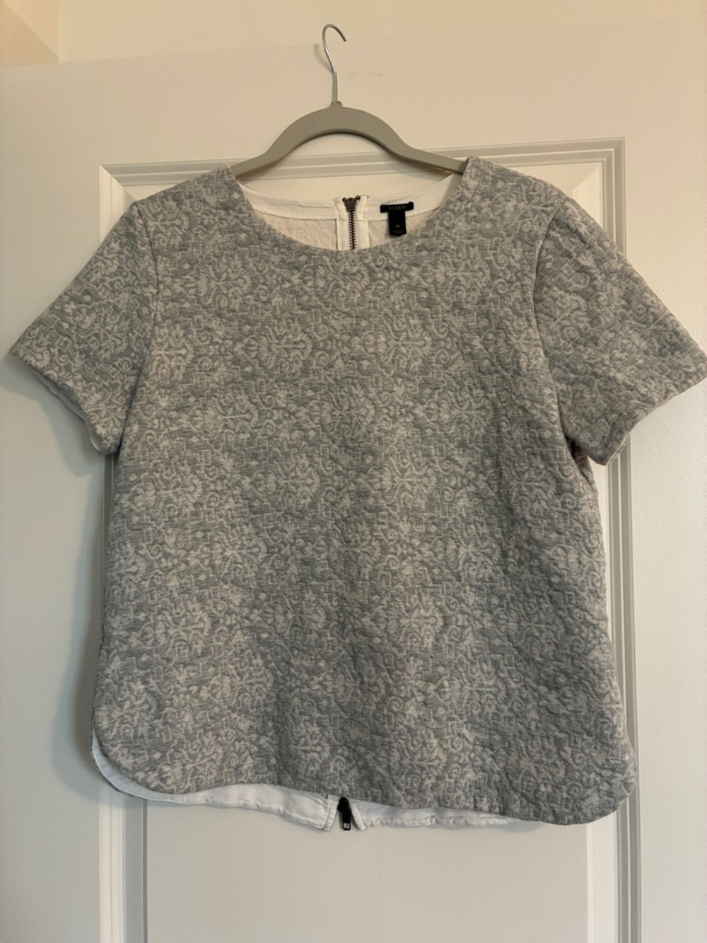 J. Crew Gray Patterned Short Sleeve Top